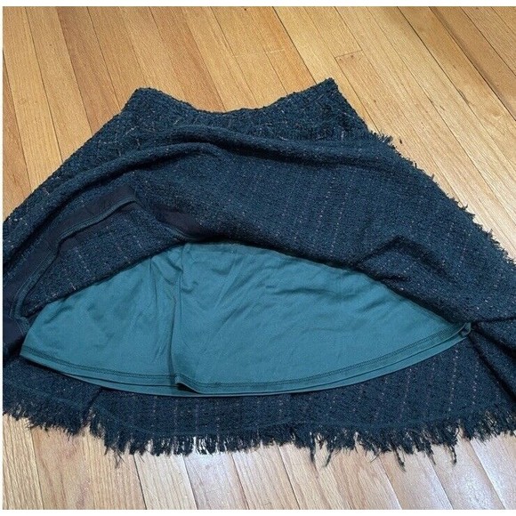 Anthropologie Eva Franco Fringed Tweed Skirt Womens Size 10 Green Plaid NEW TAGS - Picture 14 of 16